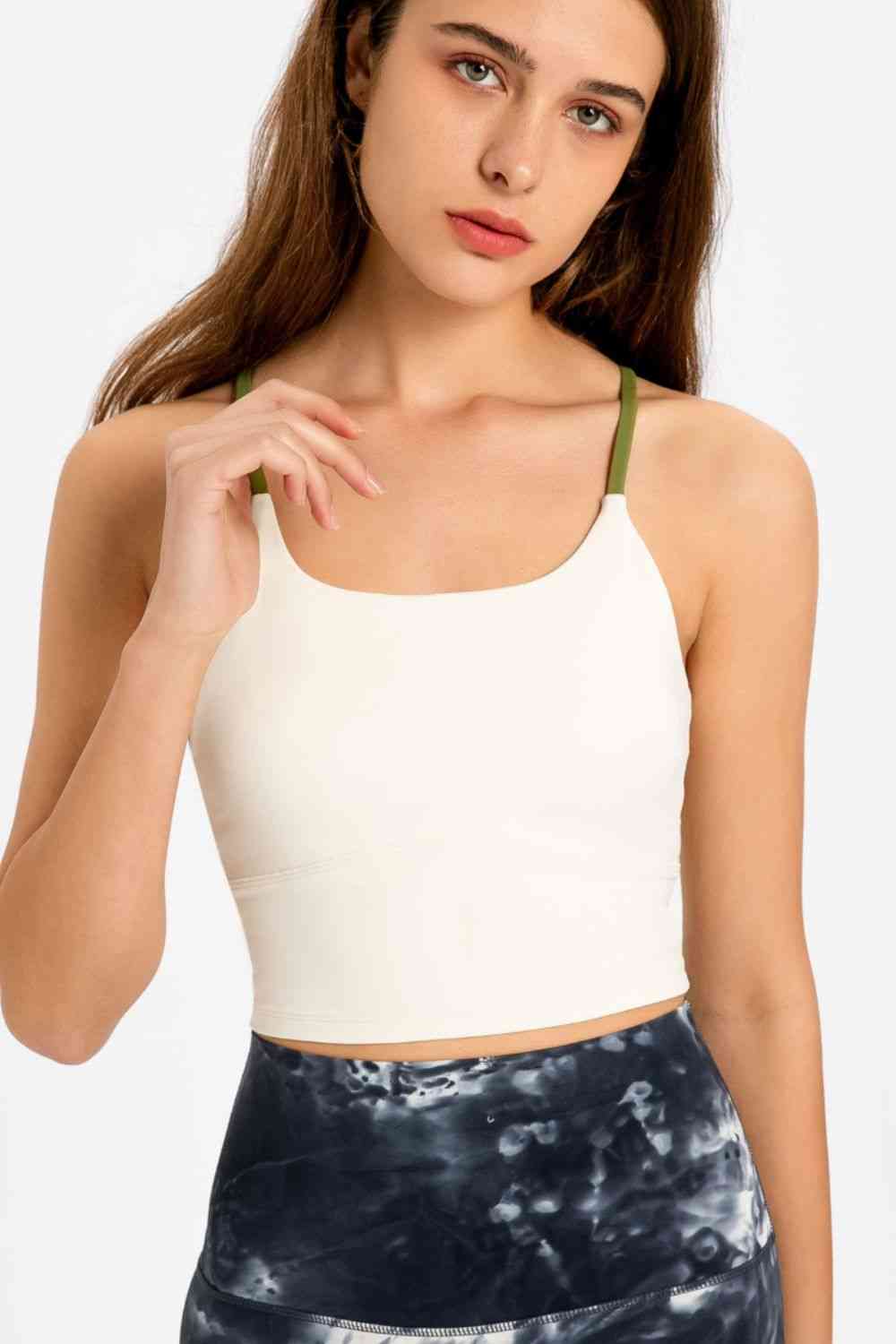 Crisscross Back Scoop Neck Sports Cami - Ladyez