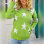Star Pattern Round Neck Sweater - Ladyez