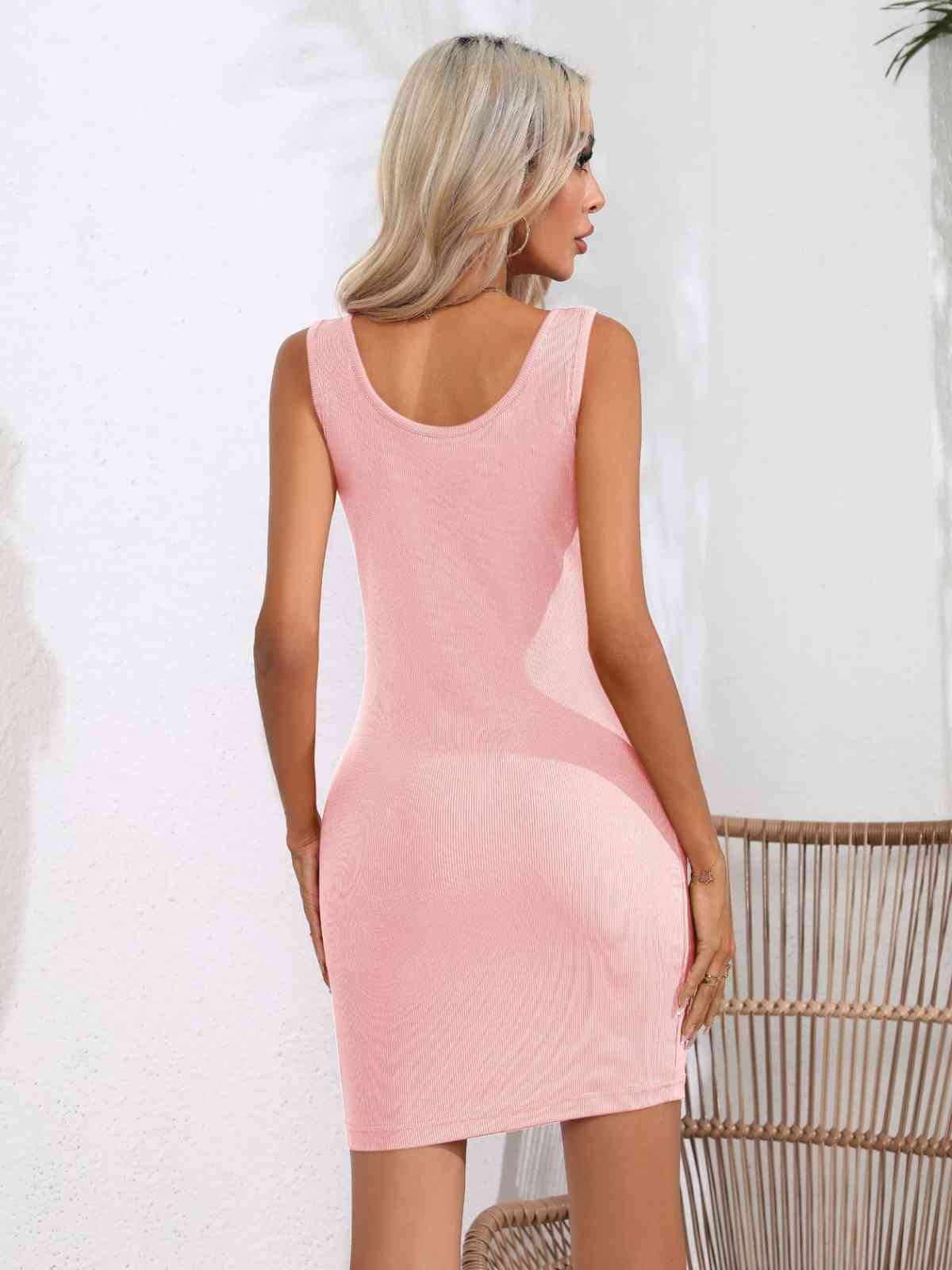 Scoop Neck Sleeveless Bodycon Dress - Ladyez