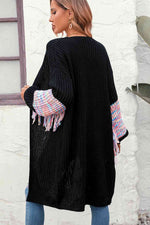 Fringe Sleeve Dropped Shoulder Cardigan - Ladyez