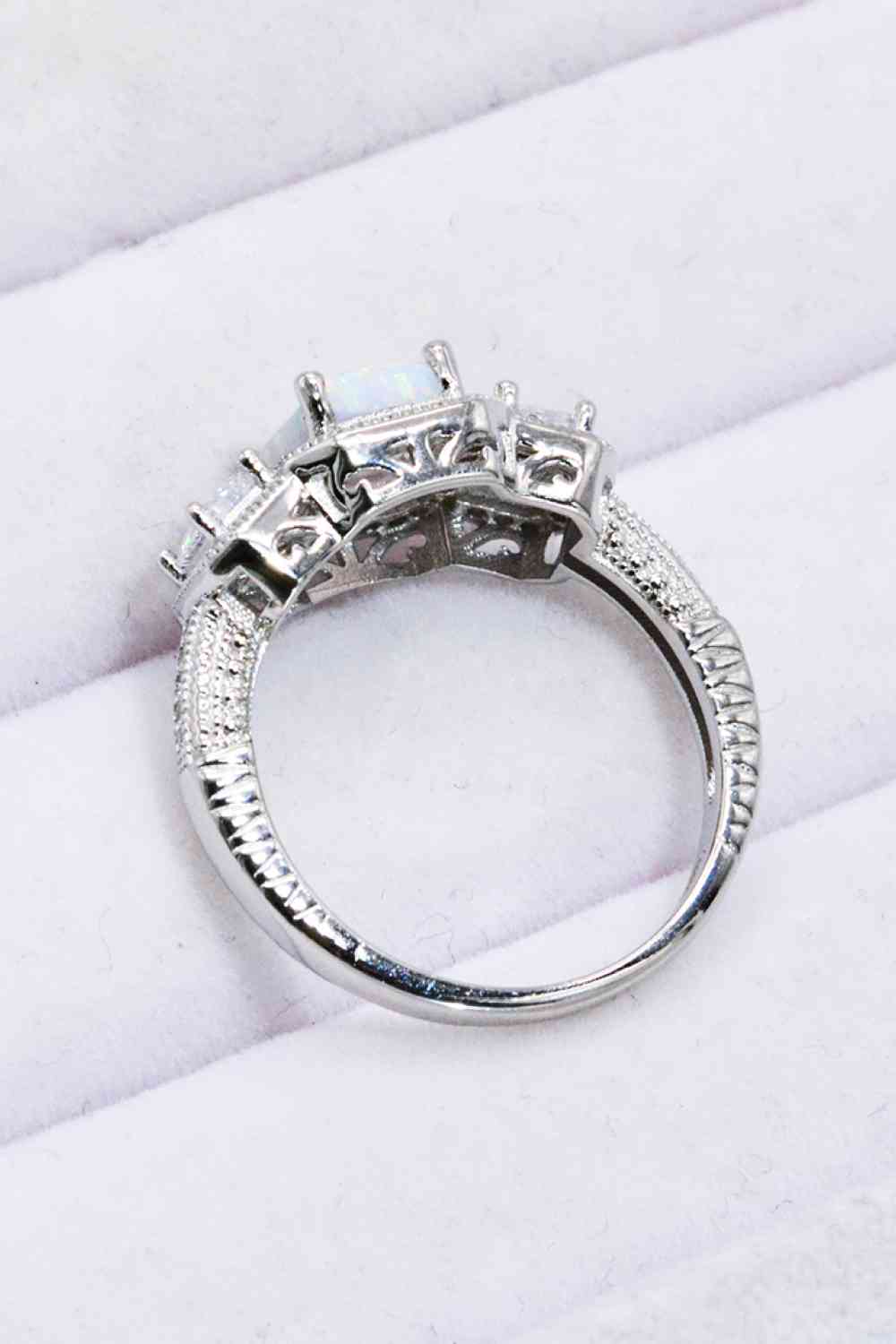 925 Sterling Silver Square Opal Ring - Ladyez