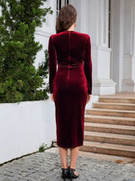Ruched Slit Surplice Wrap Dress - Ladyez