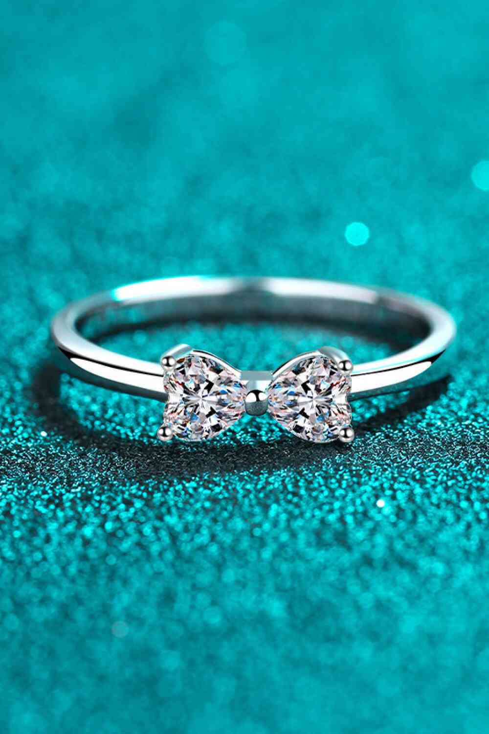 Moissanite Bow Rhodium-Plated Ring - Ladyez
