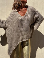 Contrast V-Neck Long Sleeve Sweater - Ladyez