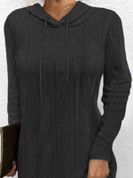 Drawstring Hooded Sweater Dress - Ladyez