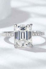 Emerald Cut 4 Carat Moissanite Side Stone Ring - Ladyez