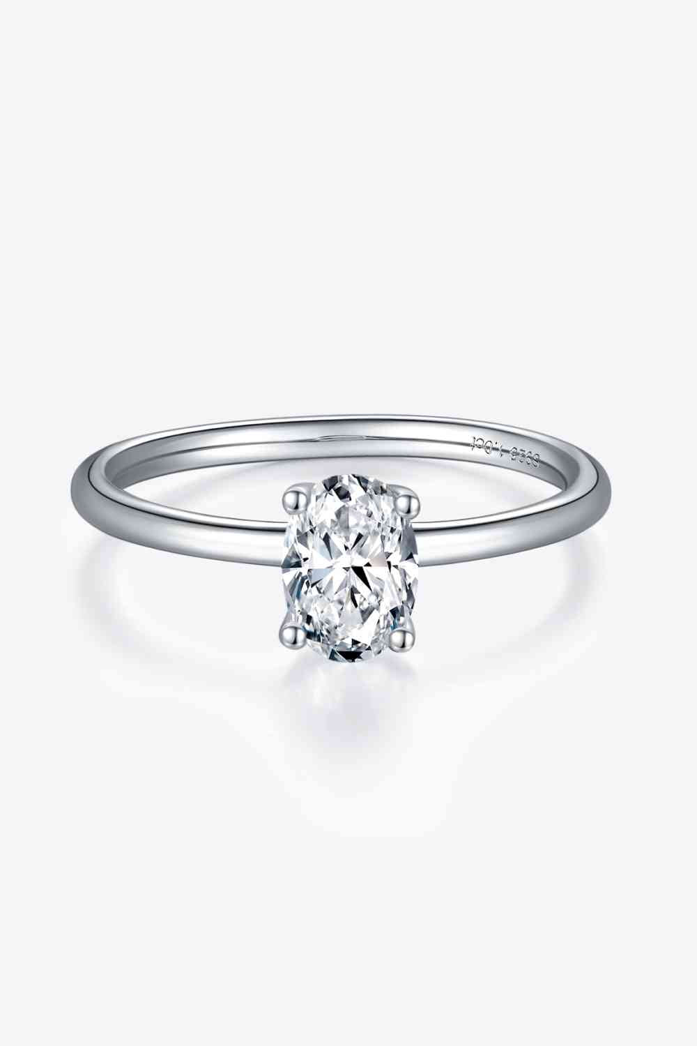 1 Carat Moissanite 925 Sterling Silver Solitaire Ring - Ladyez