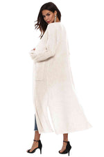 Long Sleeve Open Front Buttoned Cardigan - Ladyez
