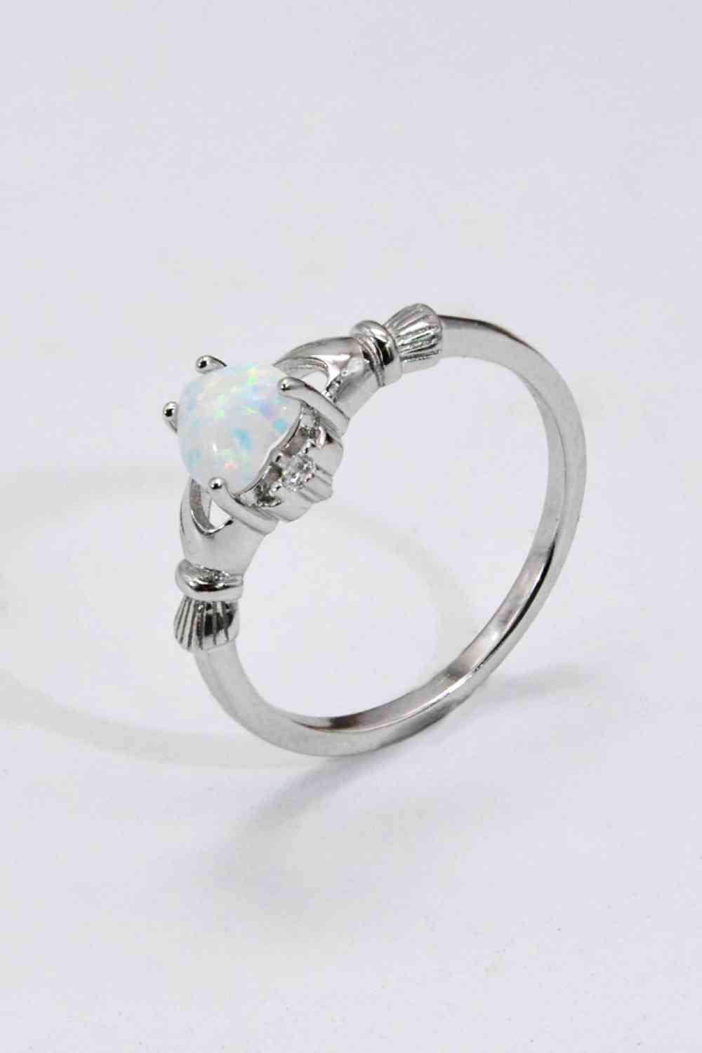 925 Sterling Silver Heart Opal Ring - Ladyez