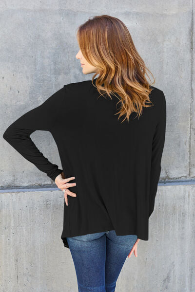 Basic Bae Full Size Open Front Long Sleeve Cardigan - Ladyez