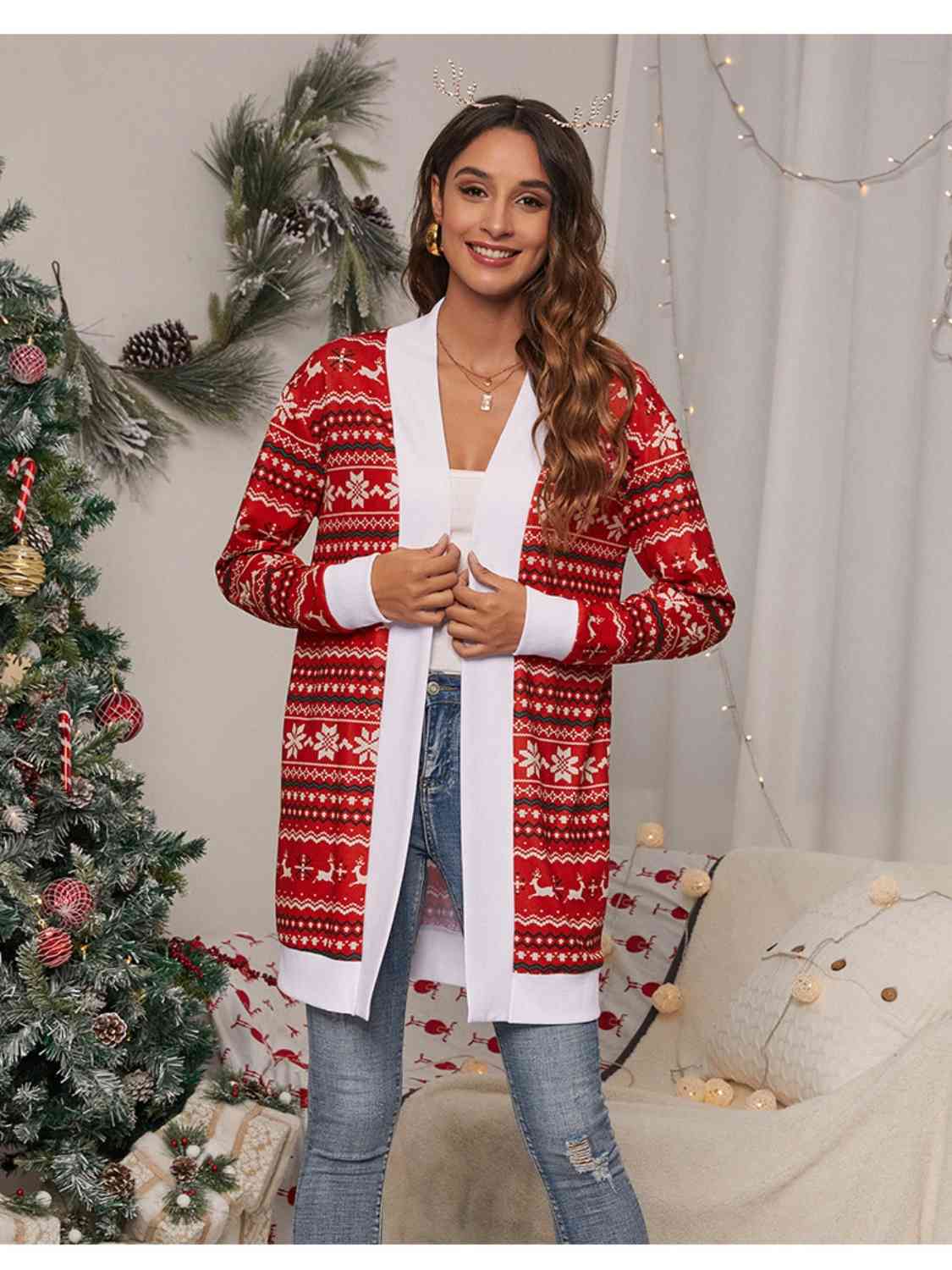 Christmas Open Front Cardigan - Ladyez