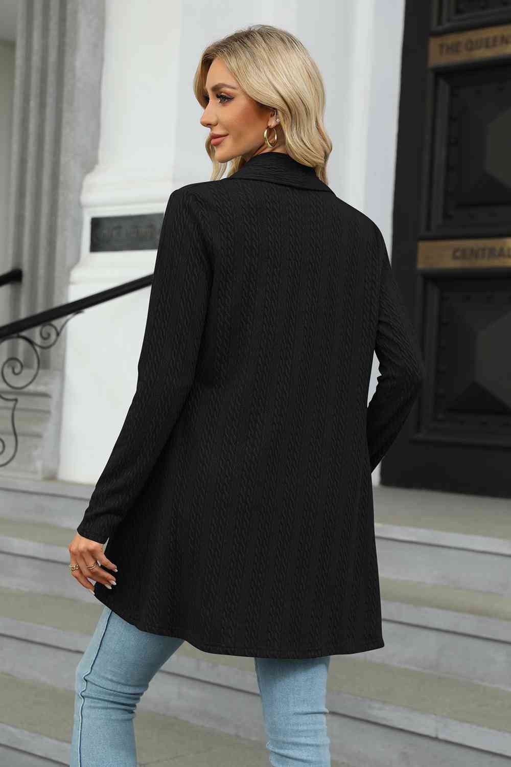 Open Front Long Sleeve Cardigan - Ladyez
