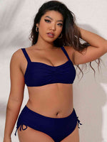 Plus Size Twist Front Tied Bikini Set - Ladyez