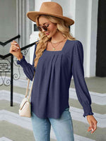 Square Neck Puff Sleeve Blouse - Ladyez