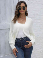 Bat Sleeve Open Front Short Cardigan - Ladyez