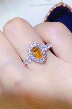 1 Carat Moissanite Contrast Teardrop Ring - Ladyez