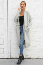 Open Front Pocketed Cardigan - Ladyez