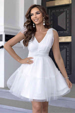 V-Neck Shoulder Detail Mesh Dress - Ladyez