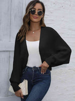 Bat Sleeve Open Front Short Cardigan - Ladyez