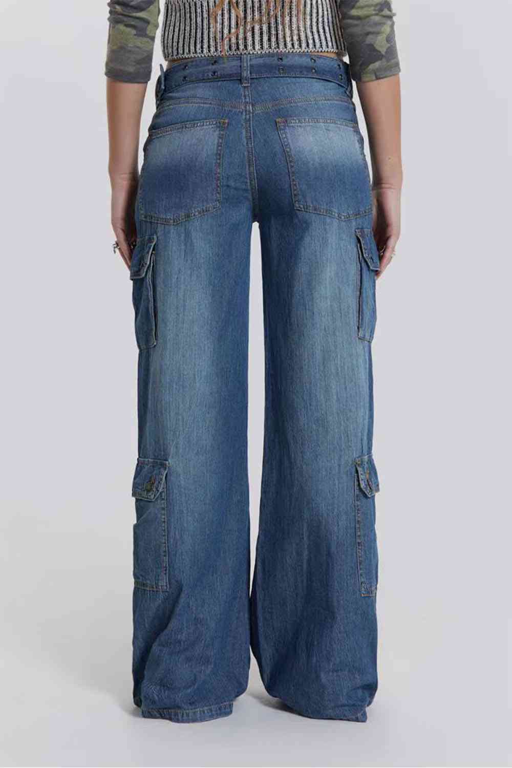 Buttoned Washed Jeans - Ladyez