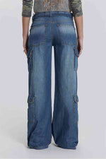 Buttoned Washed Jeans - Ladyez