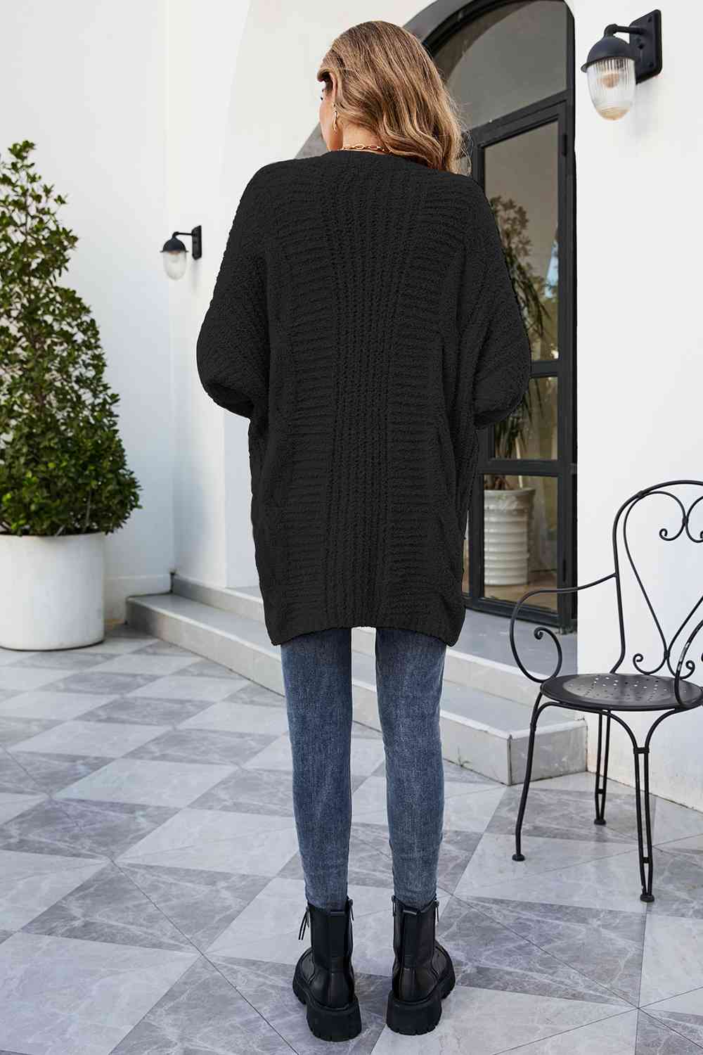 Open Front Dolman Sleeve Cardigan - Ladyez