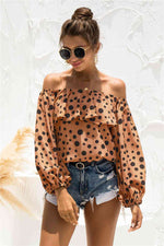 Polka Dot Off-Shoulder Layered Blouse - Ladyez