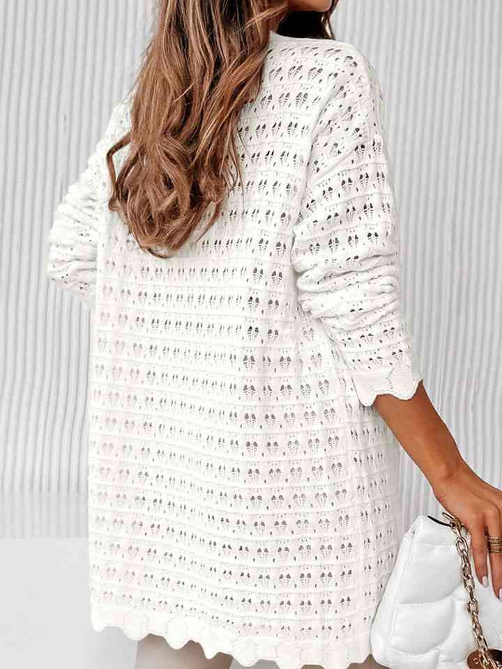 Long Sleeve Openwork Cardigan - Ladyez