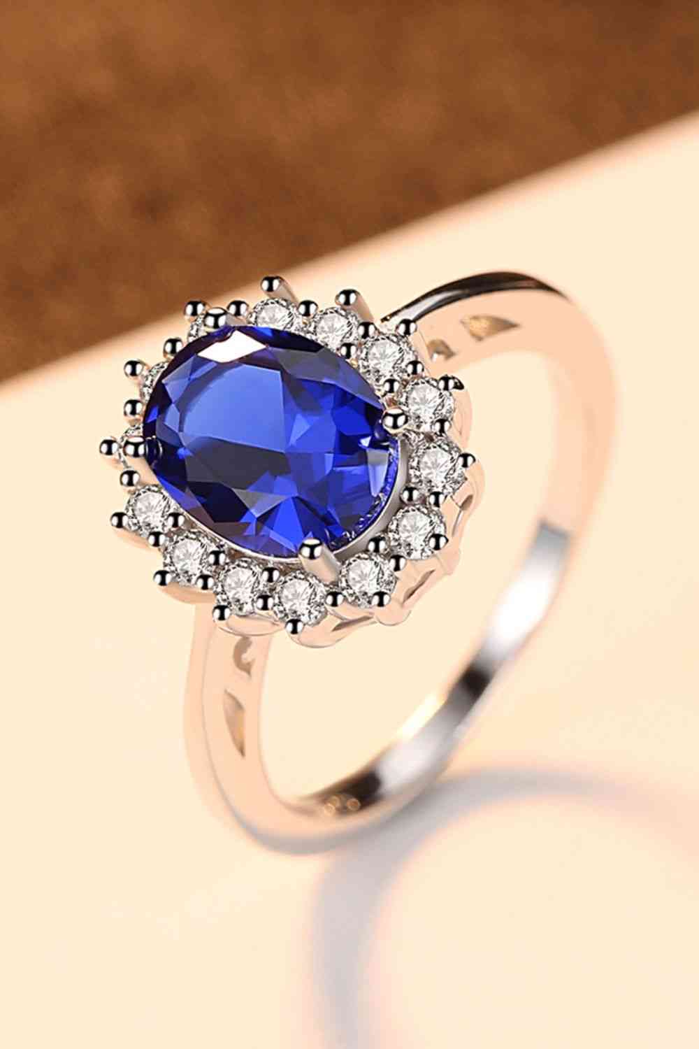 Synthetic Sapphire 925 Sterling Silver Ring - Ladyez