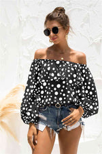 Polka Dot Off-Shoulder Layered Blouse - Ladyez