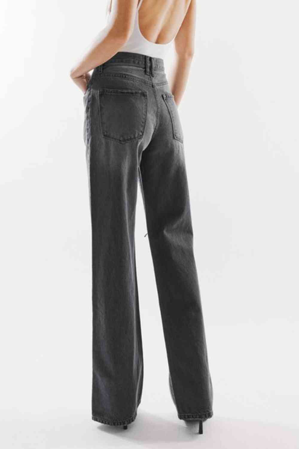 Kancan High Waist Distressed Knee Jeans - Ladyez