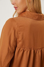 Balloon Sleeve Collared Neck Blouse - Ladyez