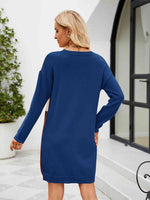 Color Block Dropped Shoulder Sweater Dress - Ladyez