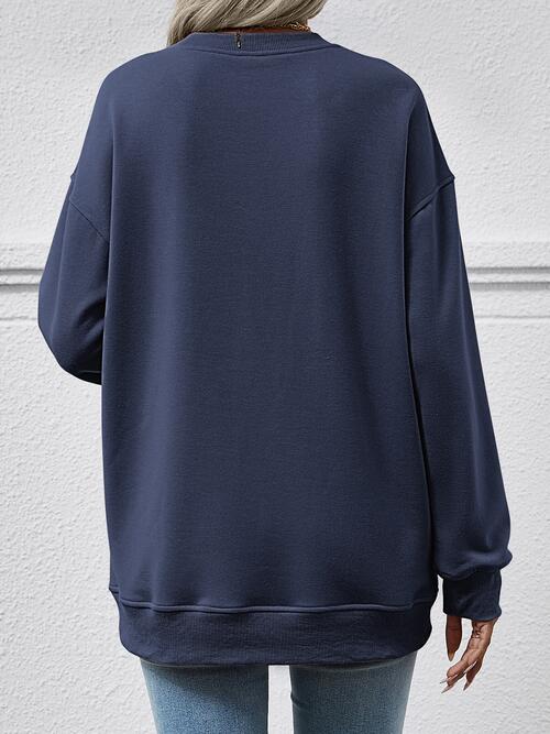 Round Neck Long Sleeve Sweatshirt - Ladyez