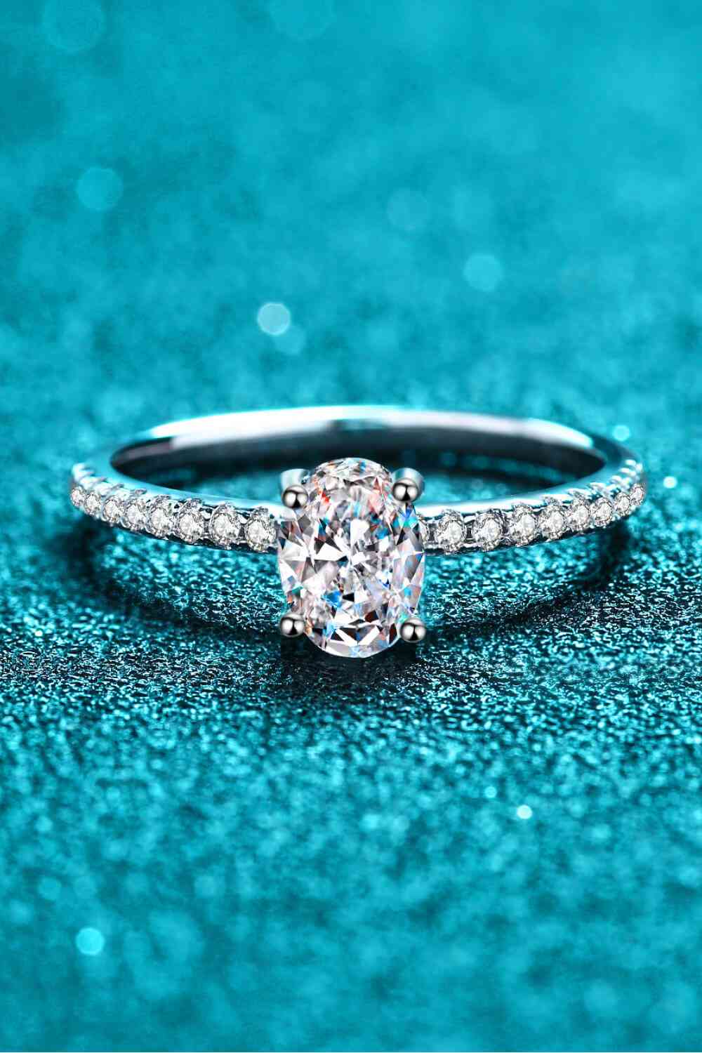 925 Sterling Silver Inlaid 1 Carat Moissanite Ring - Ladyez