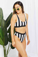Striped Tank High Waist Bikini - Ladyez