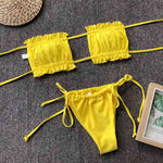 Frill Trim Ruched Bikini Set - Ladyez