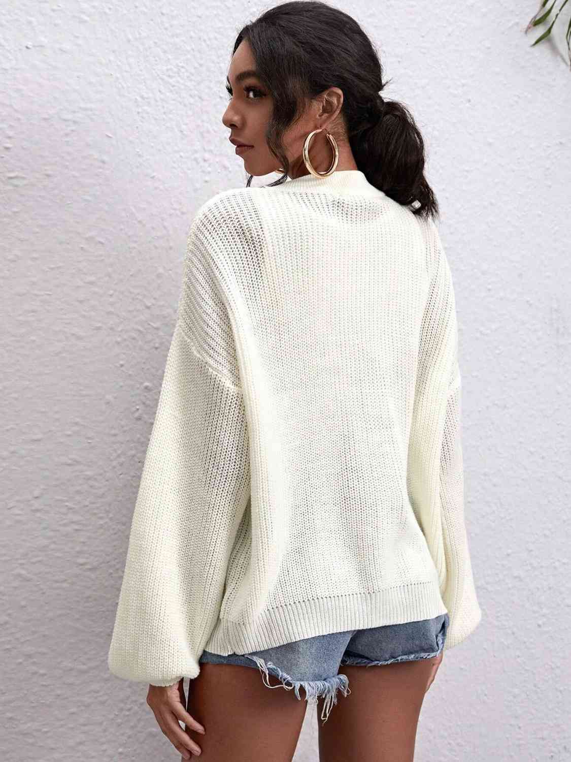 Button Down Dropped Shoulder Cardigan - Ladyez