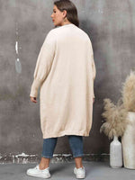 Plus Size Long Sleeve Pocketed Cardigan - Ladyez