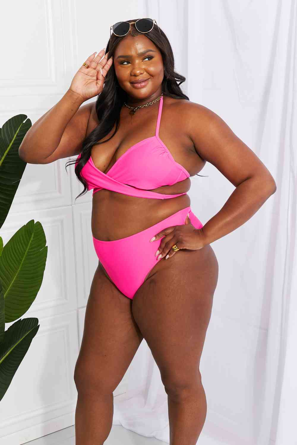 Marina West Swim Summer Splash Halter Bikini Set in Pink - Ladyez