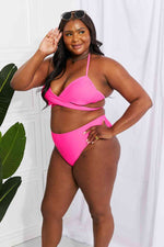Marina West Swim Summer Splash Halter Bikini Set in Pink - Ladyez