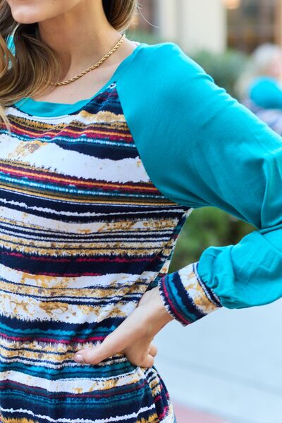Celeste Design Full Size Striped Long Sleeve Top - Ladyez