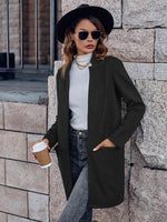 Open Front Long Sleeve Blazer - Ladyez