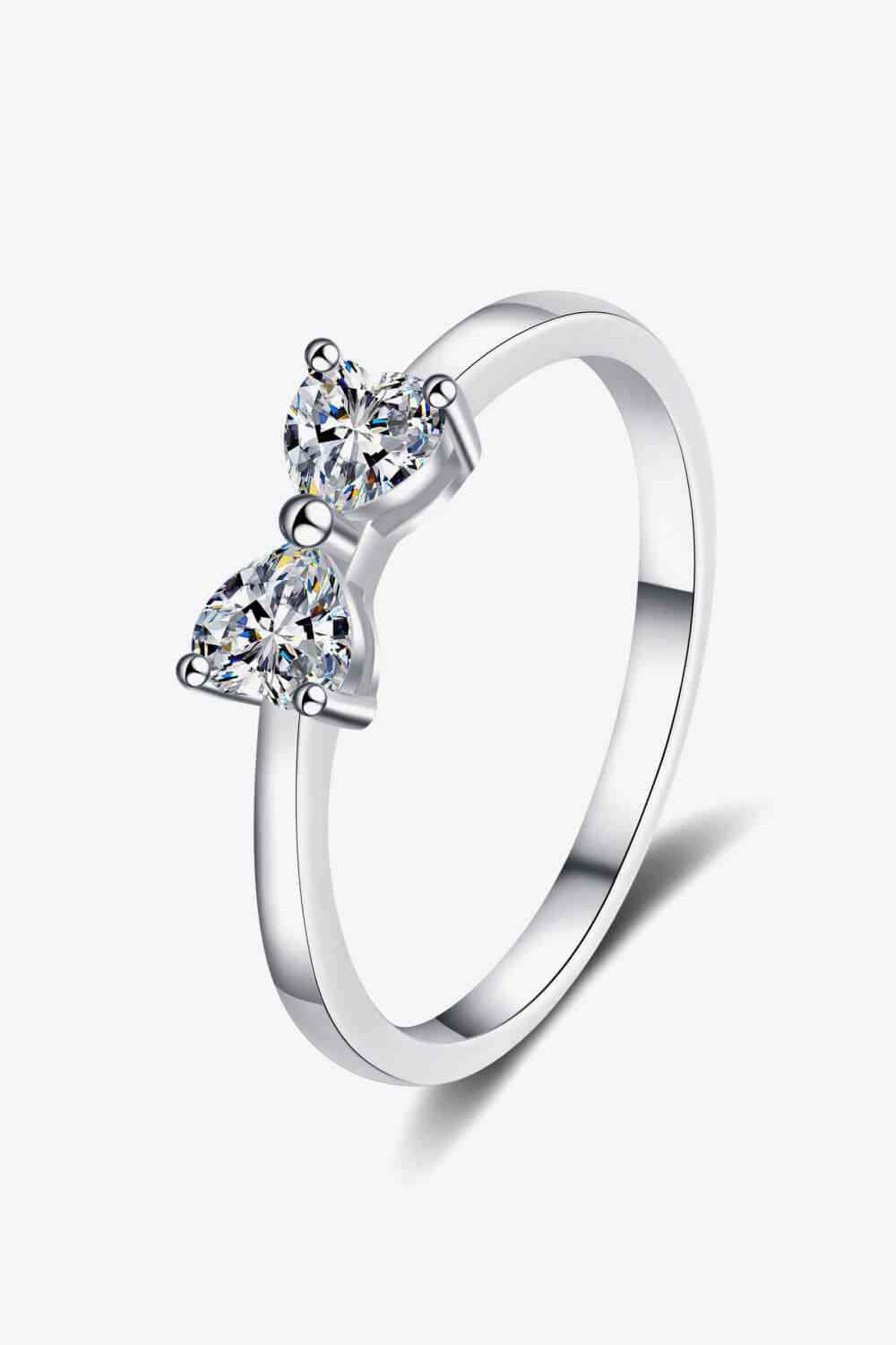 Moissanite Bow Rhodium-Plated Ring - Ladyez