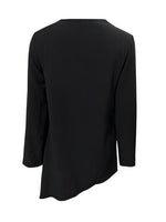Asymmetrical Neck Long Sleeve Blouse - Ladyez