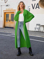 Full Size Collared Open Front Duster Cardigan - Ladyez