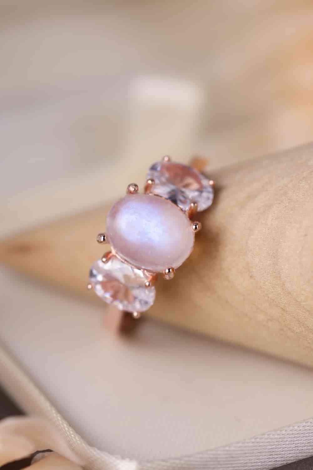 High Quality Natural Moonstone 925 Sterling Silver Three Stone Ring - Ladyez