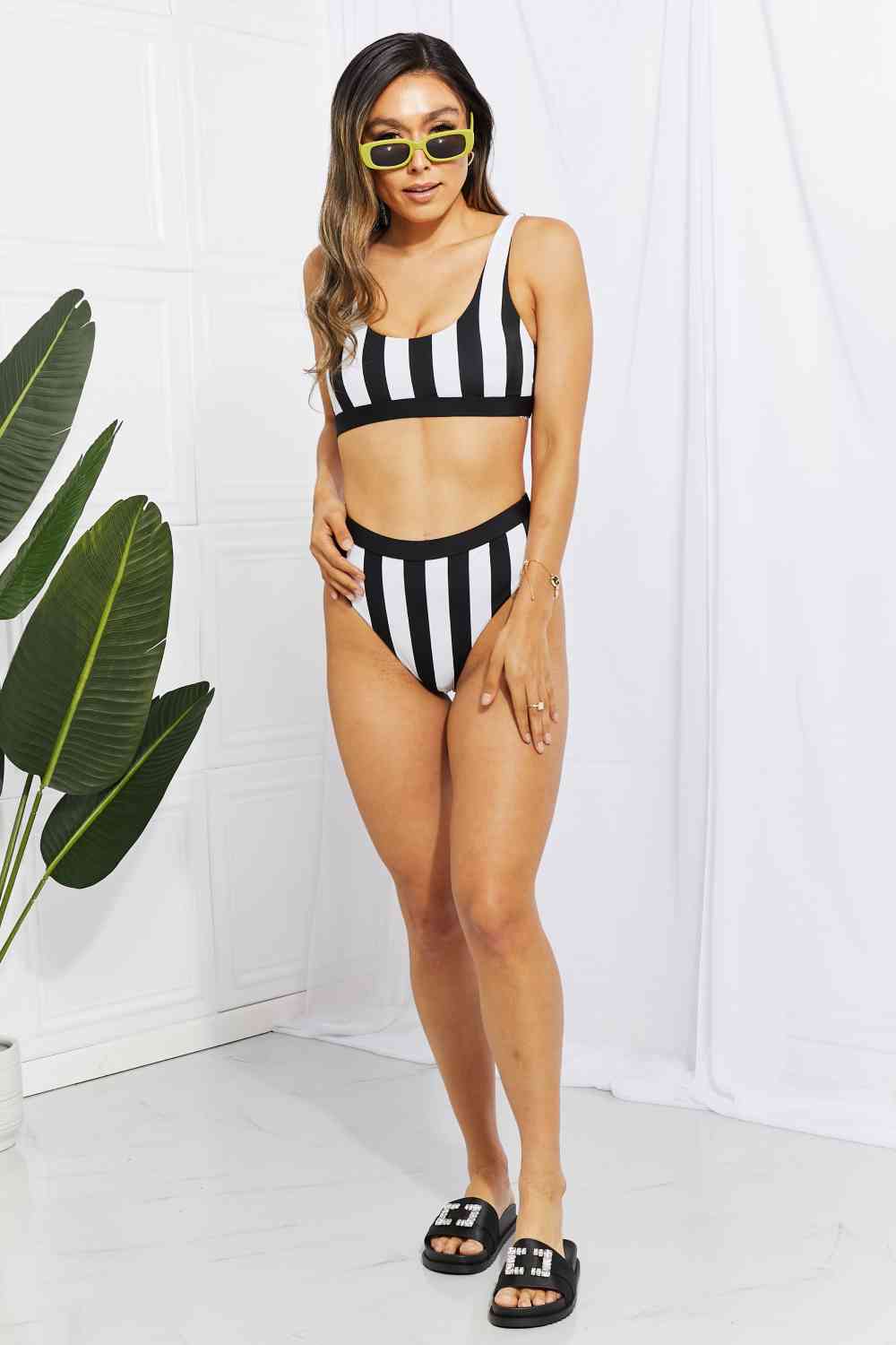 Striped Tank High Waist Bikini - Ladyez