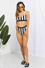 Striped Tank High Waist Bikini - Ladyez