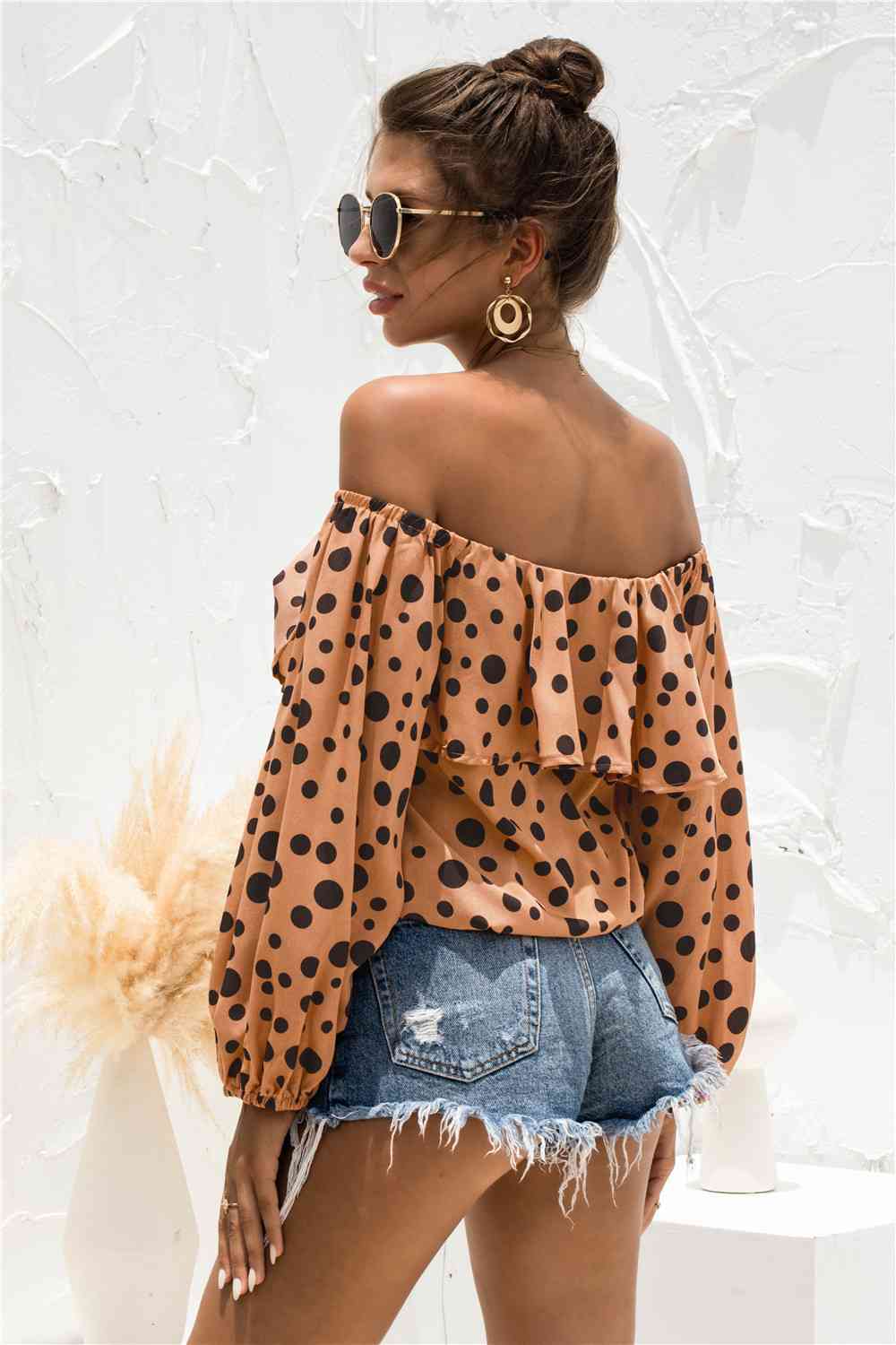Polka Dot Off-Shoulder Layered Blouse - Ladyez